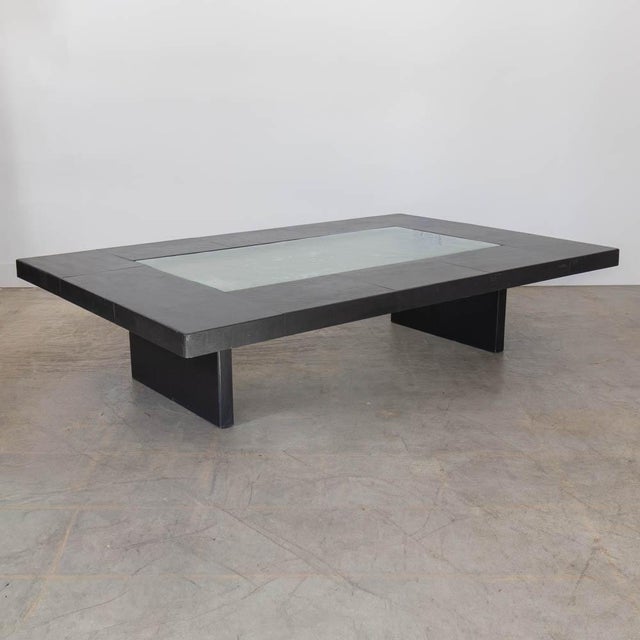 1970s 1970s Large French Black Slate and Glass Coffee Table For Sale - Image 5 of 14