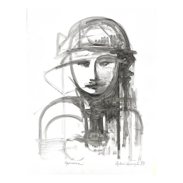 André Ferrand, Amazone, 1980s, Ink on Paper For Sale