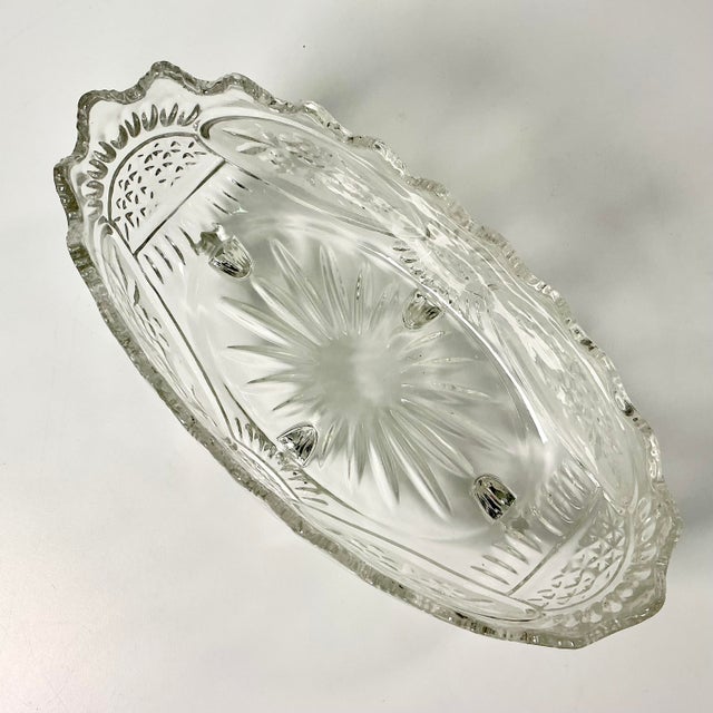 Mid-Century Boho Chic Hollywood Regency Glass Footed Centerpiece/Fruit Bowl For Sale - Image 6 of 16