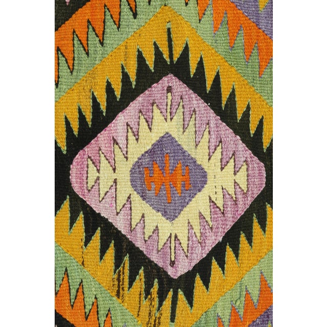 Amber Vintage Turkish Kilim Rug- 5′7″ × 9′6″ For Sale - Image 8 of 13