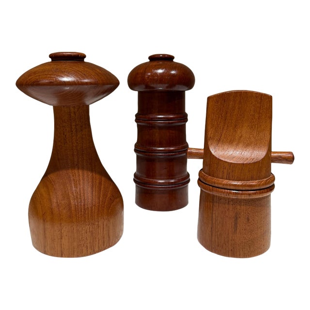 Set of There (3) Salt and Pepper Mill Designed by Jens Quistgaard for Dansk Designs. For Sale