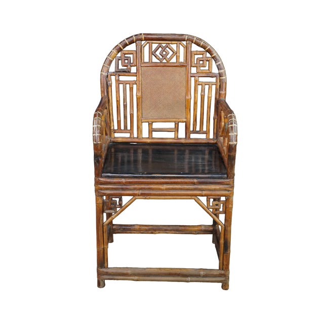 Chinoiserie Antique 19th C. Chinese Export Brighton Pavilion Bamboo Chinoiserie Armchair For Sale - Image 3 of 18