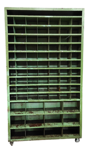 Industrial Green Metal Double-Sided Shelving Unit