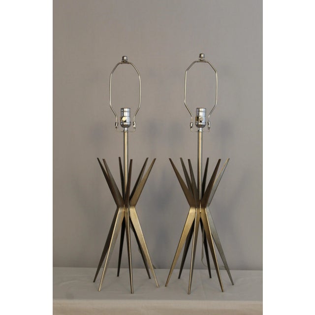 Mid 20th Century Sculptural Star Burst Lamps - a Pair For Sale - Image 11 of 12
