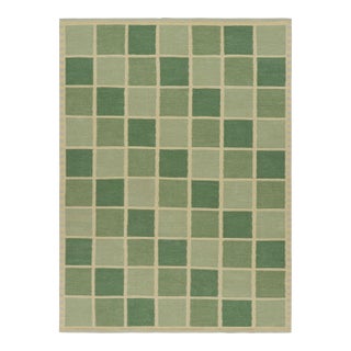 Rug & Kilim’s Scandinavian Style Rug in Green With Geometric Patterns For Sale