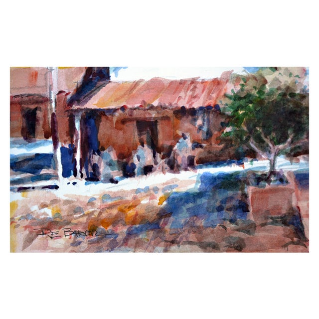 Impressionist R. E. Baker Impressionist California Gold Town Watercolor Landscape circa 1980s For Sale - Image 3 of 4