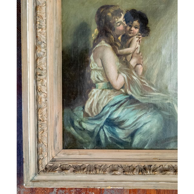 19th Century English or French School Mother and Daughter Portrait Painting For Sale In New York - Image 6 of 16
