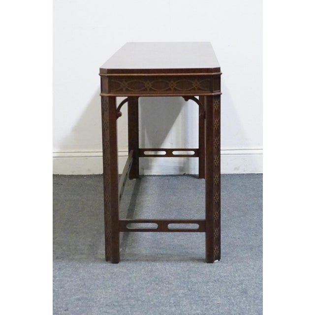 Hickory Chair Banded Mahogany Traditional Chippendale 51" Accent Sofa Table W. Two Benches 150-10 For Sale - Image 11 of 13