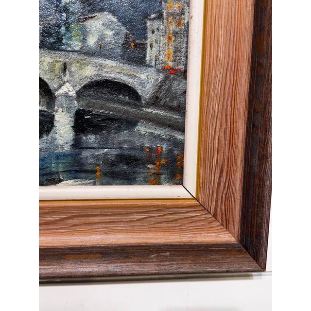 English Early 20th Century Oil on Canvas "Bridge Over Canal" For Sale - Image 3 of 6