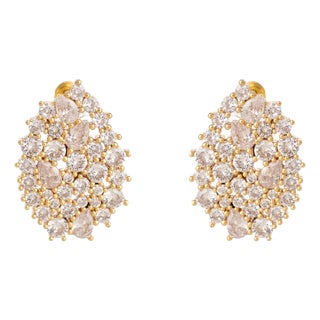 Starlight Bloom Gold Stud Earrings, A Pair For Sale