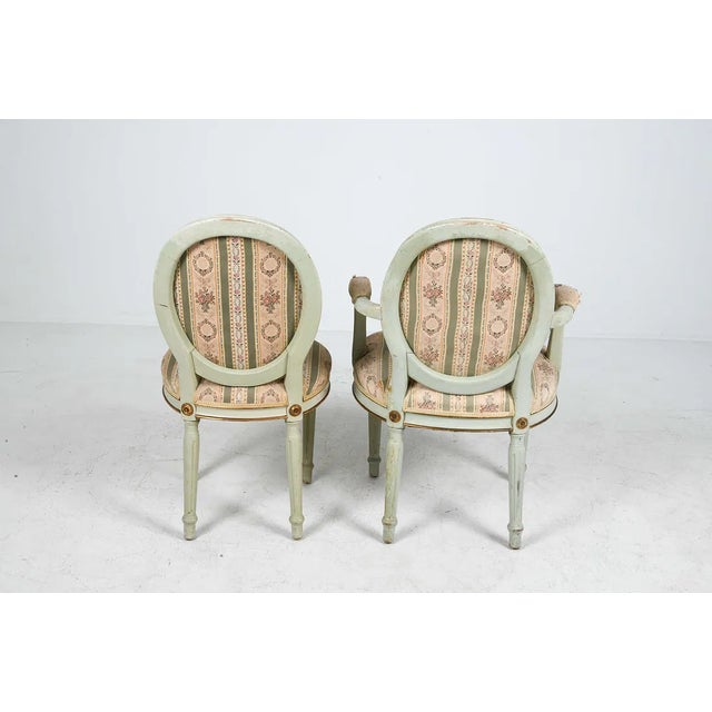 Mid 20th Century Swedish Carved Wood Armchairs With Needlepoint Upholstery, Set of 6 For Sale - Image 4 of 14