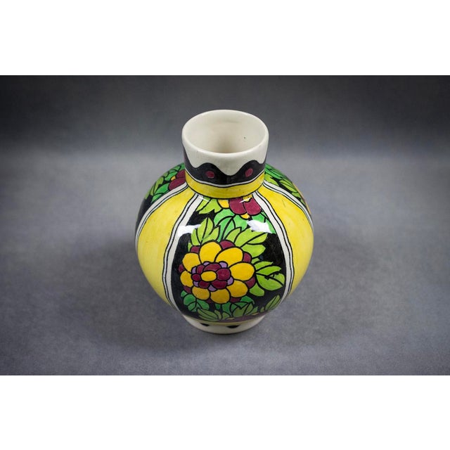 Charles Catteau Art Deco Spinning-Top Vase in Polychrome Glazed Earthenware by Charles Catteau for Boch Frères Kéramis, 1921 For Sale - Image 4 of 11