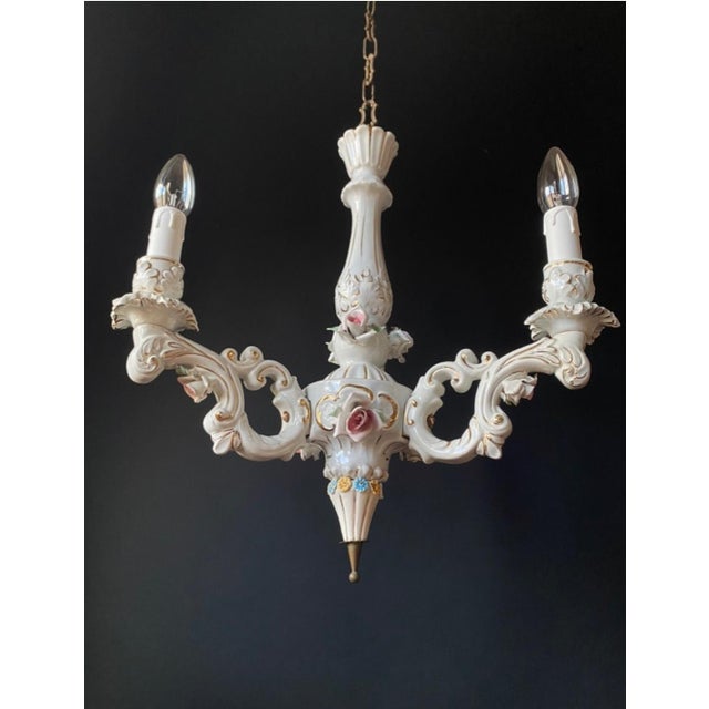 Mid-Century Porcelain Chandelier, 1960s For Sale - Image 4 of 10