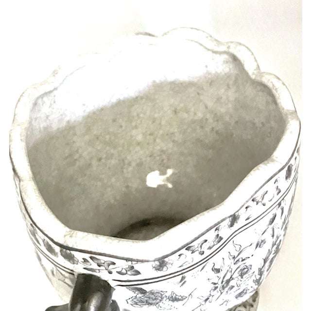 1980s Vintage Jardinière, Planter, Chinoiserie, Black and White, 1980's For Sale - Image 5 of 5