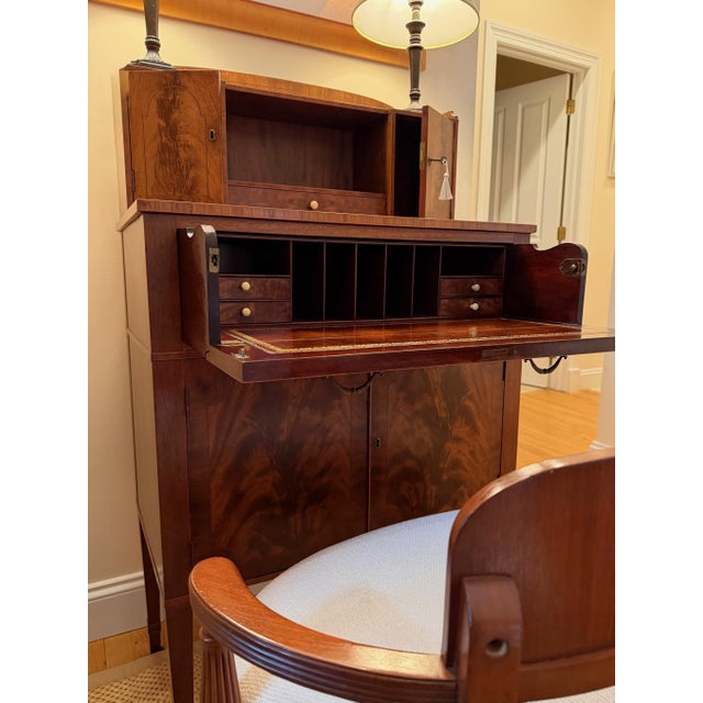 Set of 2, American Antique Secretary Desk and Custom Bouclé Chair For Sale - Image 10 of 18
