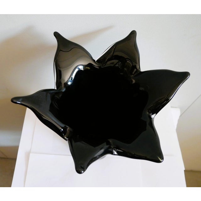 Vintage Black Murano Glass Handkerchief Vase, 1970s For Sale - Image 3 of 13