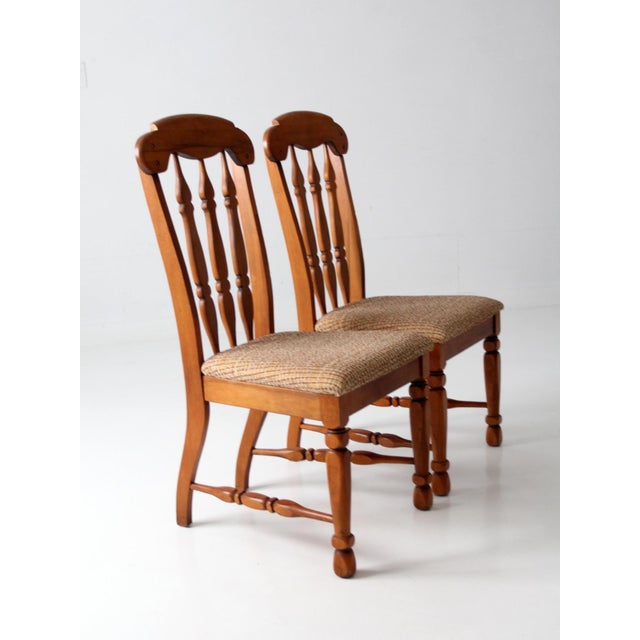 Mid-Century Singer Furniture Wood Dining Chairs With Upholstered Seats Pair For Sale - Image 11 of 15