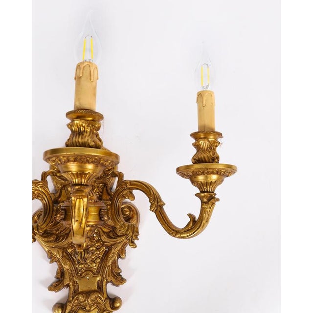 Metal Antique French Gilt Bronze Ormolu Wall Lights, 1890s, Set of 8 For Sale - Image 7 of 15