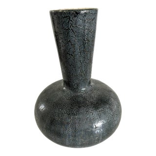 Midcentury Signed "Eme" Crackle Glaze Ceramic Vase For Sale
