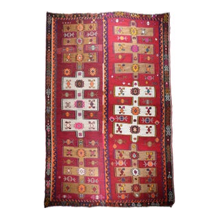 Oversized Vintage Kars Kilim With Tribal Geometric Motifs – Handwoven in Eastern Anatolia -8' 6'' X 13' 2'' For Sale