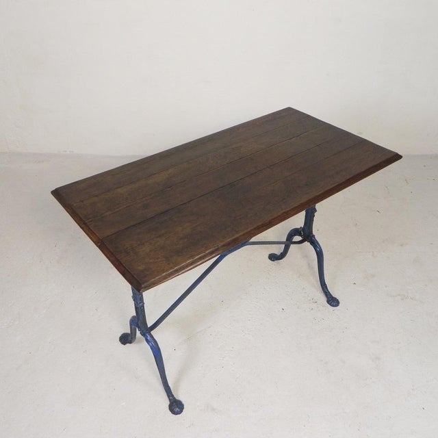 Wood Bistro Table with Oak Top, 1930s For Sale - Image 7 of 18