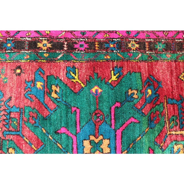 Textile Vintage Large Caucasian Kazak Rug With Green Medallions on Red Field 5'8 X 10'7 For Sale - Image 7 of 15