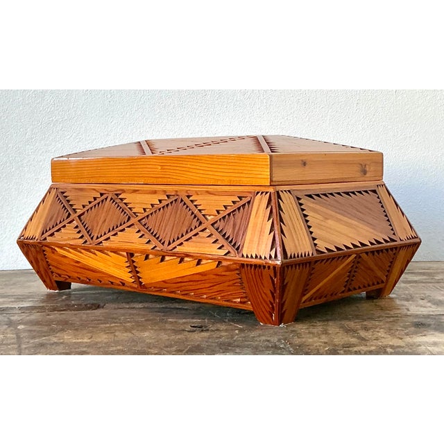 Vintage Hand Made Wood Box For Sale - Image 10 of 12