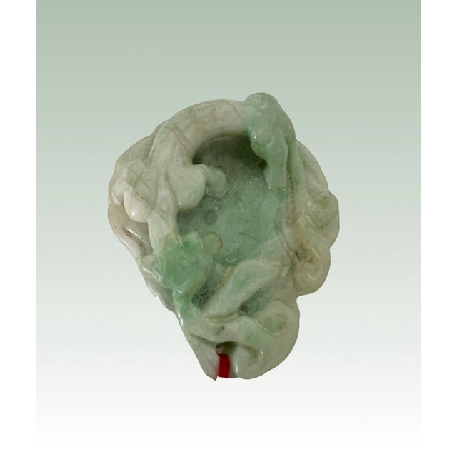 1980s Vintage Chinese Green & White Jade Sleeping Dragon (Chilong) Carving / Pendant For Sale - Image 5 of 7