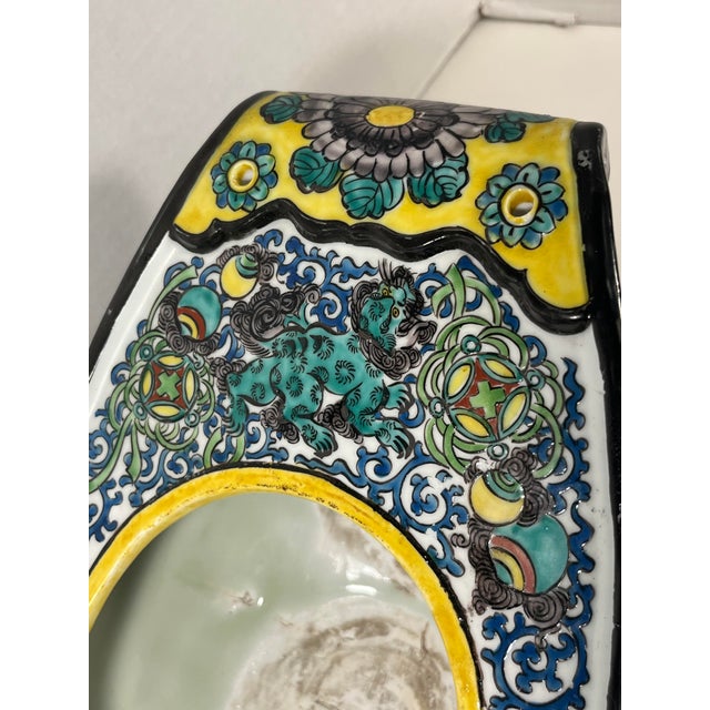 White Vintage Hand Painted Porcelain Dragon Cache Pot Jardinière Hanging Planter For Sale - Image 8 of 17