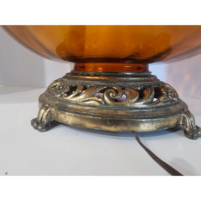 Hollywood Regency Vintage Hollywood Regency Amber Glass Genie Bottle Table Lamp For Sale - Image 3 of 7