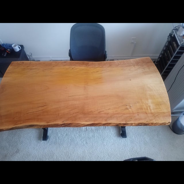 Wood Exceptionally Rare Curly Ambrosia Sugar Maple Desk For Sale - Image 7 of 11