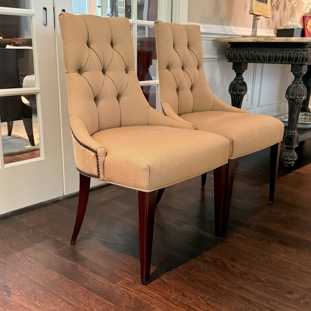 Pair Ritz Dining Chairs by Thomas Pheasant for Baker A classic pair of upholstered dining chairs by Thomas Pheasant for...