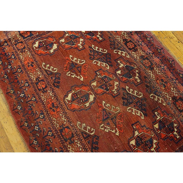 Tribal 1890s Red Geometric Tribal Antique Ersari Beshir Russia Rug 2'10" X 4'5" Handknotted Wool Carpet For Sale - Image 3 of 5