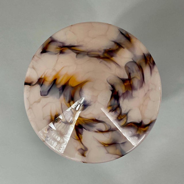 Art Deco Pale Rose Marbled Opaline Glass and Burnished Flush Mount, Germany, 1930s For Sale - Image 12 of 18