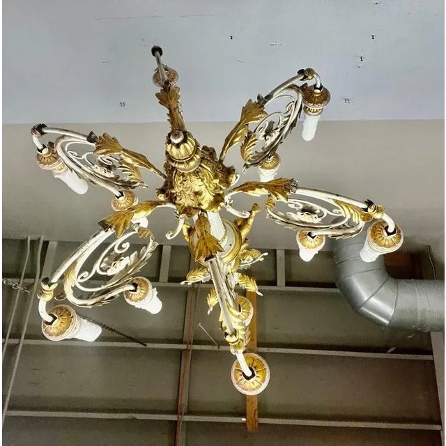 Italian Painted & Parcel Gilt Cherub Chandelier, Circa 1930s For Sale - Image 12 of 12