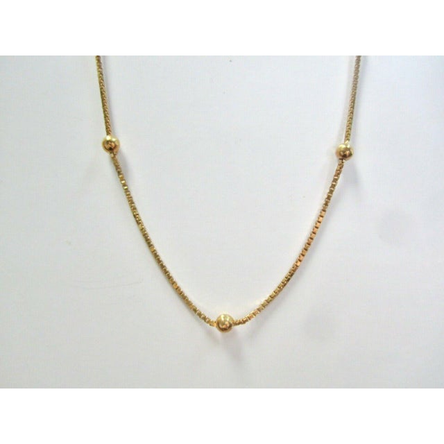 Modern Vintage 18 Karat Yellow Gold Box Chain Ball Necklace, 24 " Long For Sale - Image 3 of 7
