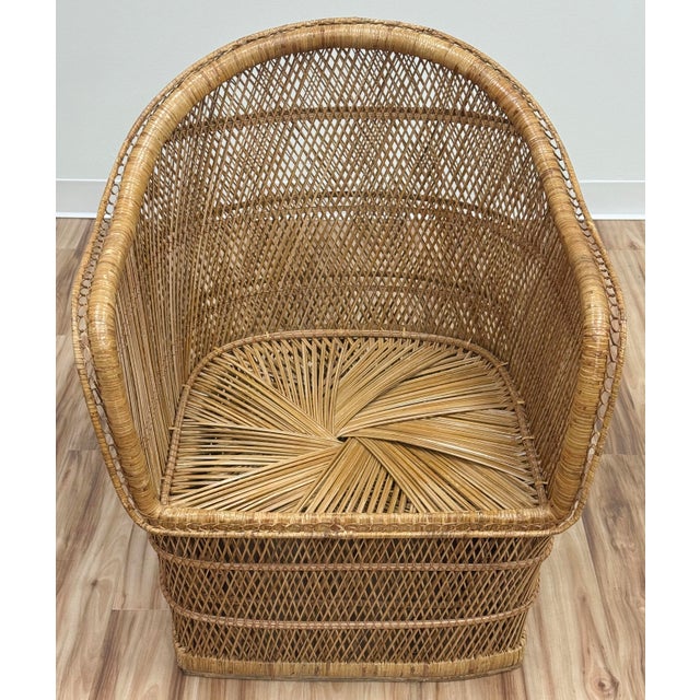 Late 20th Century Vintage Woven Wicker Arm Chair For Sale - Image 5 of 10