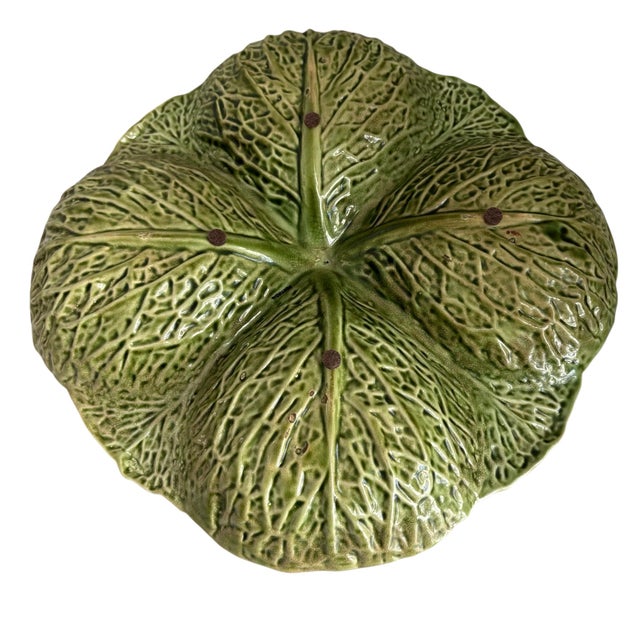 1980s Vintage Portugal Green Cabbage Relish Platter For Sale - Image 5 of 5