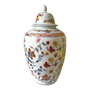 Vintage Limoges by Leonard Bernardaud Large Porcelain Covered Jar Pot Urn With the Pondichery Pattern