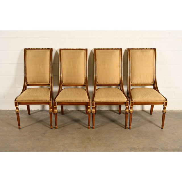 An outstanding set of four French Regency Louis XVI or Neoclassical style dining chairs By Karges Furniture USA, Circa...