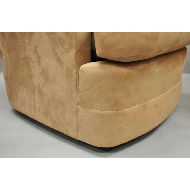 Mid 20th Century Mid 20th Century Vintage Mid Century Modern Brown Upholstered Swivel Lounge Club Chairs - A Pair For Sale - Image 5 of 10