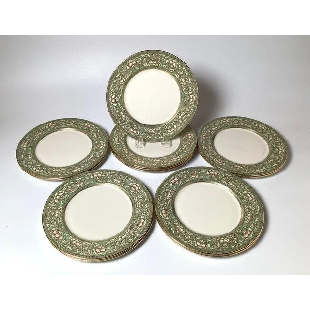 Traditional Set of 12 Antique Lenox Green Mark Service Plates 1920's For Sale - Image 3 of 9