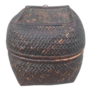 Early 20th Century Antique Lidded Rice Basket For Sale