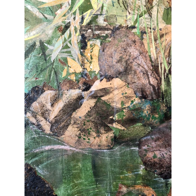 Textile Leonard Brooks, Large Canadian Mexican Modernist Figurative Abstract Collage Painting Landscape, 1984 For Sale - Image 7 of 13