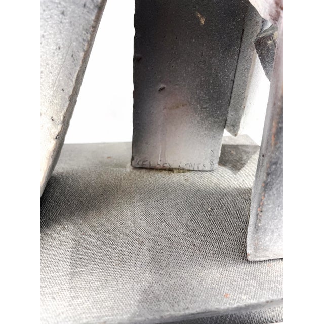 Gray Brutalist Painted Terracotta Multi-Stem Bud Vase Sculpture For Sale - Image 8 of 11