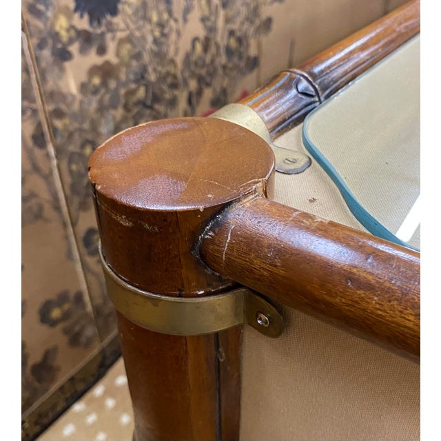 1980s Polo Ralph Lauren Mahogany and Canvas Bamboo Campaign Desk For Sale - Image 9 of 11