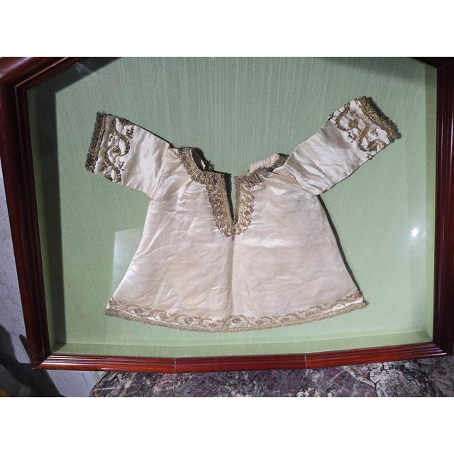 Cream 18th Century Embroidered Christ Child Garments, Framed, 1750s For Sale - Image 8 of 11