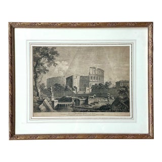 Vintage Framed Architectural Print For Sale