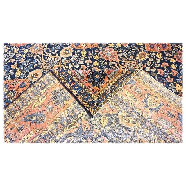 Antique Persian Lilihan Wool 11x20 Salmon, Yellow & Blue Handmade Gallery Rug #9902643 For Sale - Image 12 of 13