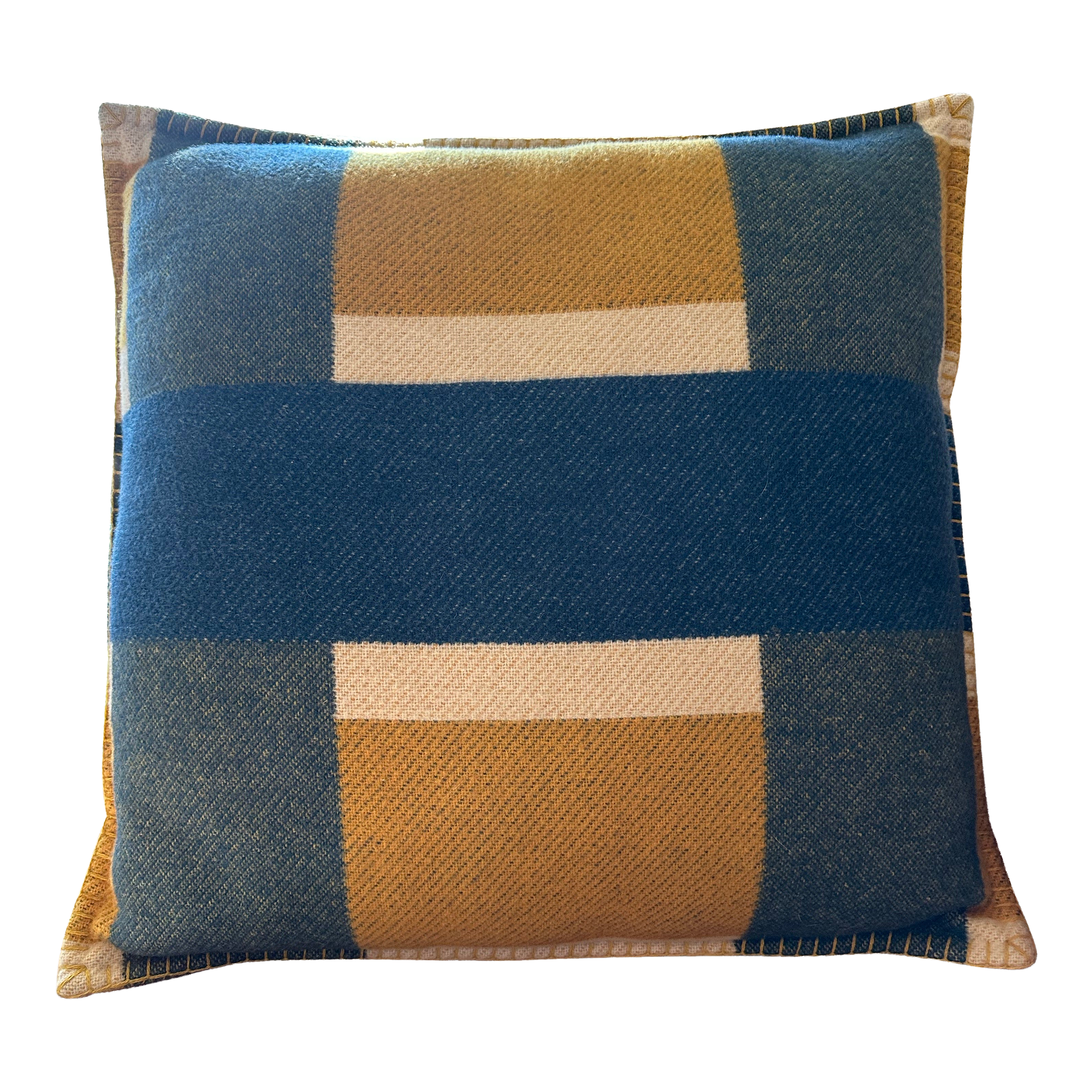 Hermès H Tissage Wool & Cashmere Plaid Cushion (20x20 Inches